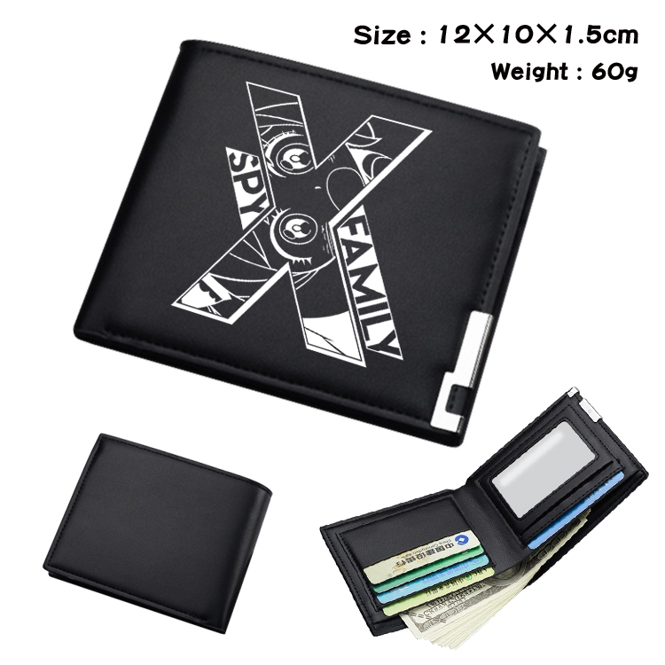 SPY×FAMILY Anime Coloring Book Black Leather Bifold Wallet 12x10x1.5cm