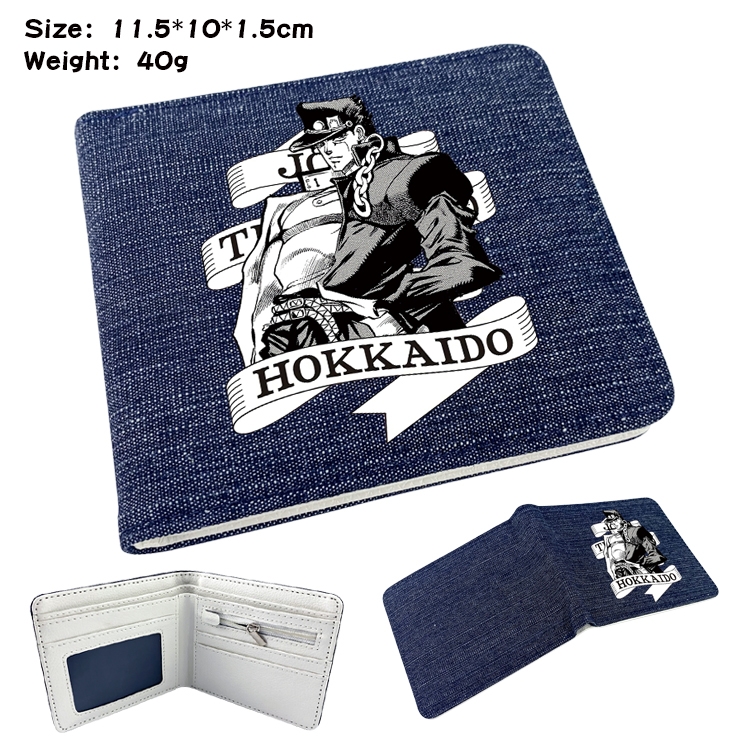 JoJos Bizarre Adventure Anime Peripheral Denim Folding Wallet 11.5X10X1.5CM 40g