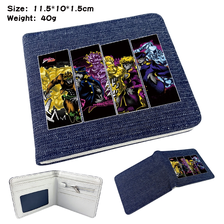 JoJos Bizarre Adventure Anime Peripheral Denim Folding Wallet 11.5X10X1.5CM 40g