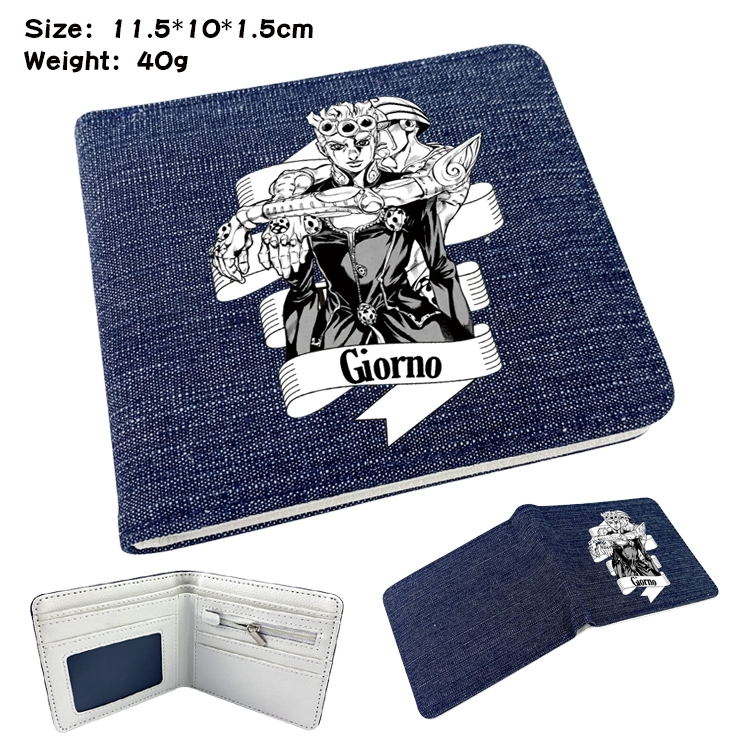 JoJos Bizarre Adventure Anime Peripheral Denim Folding Wallet 11.5X10X1.5CM 40g