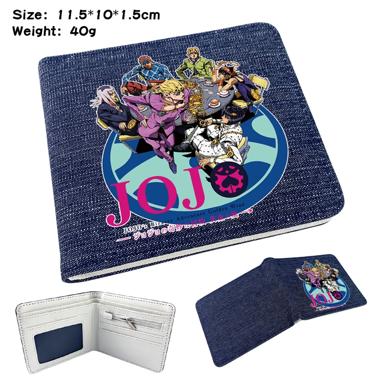 JoJos Bizarre Adventure Anime Peripheral Denim Folding Wallet 11.5X10X1.5CM 40g