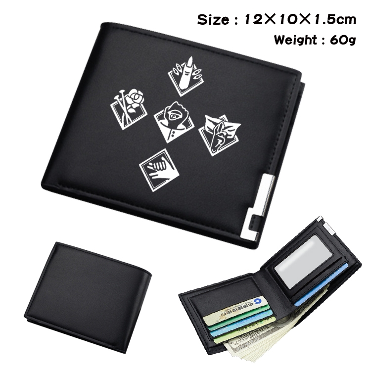 Jujutsu Kaisen  Anime Coloring Book Black Leather Bifold Wallet 12x10x1.5cm