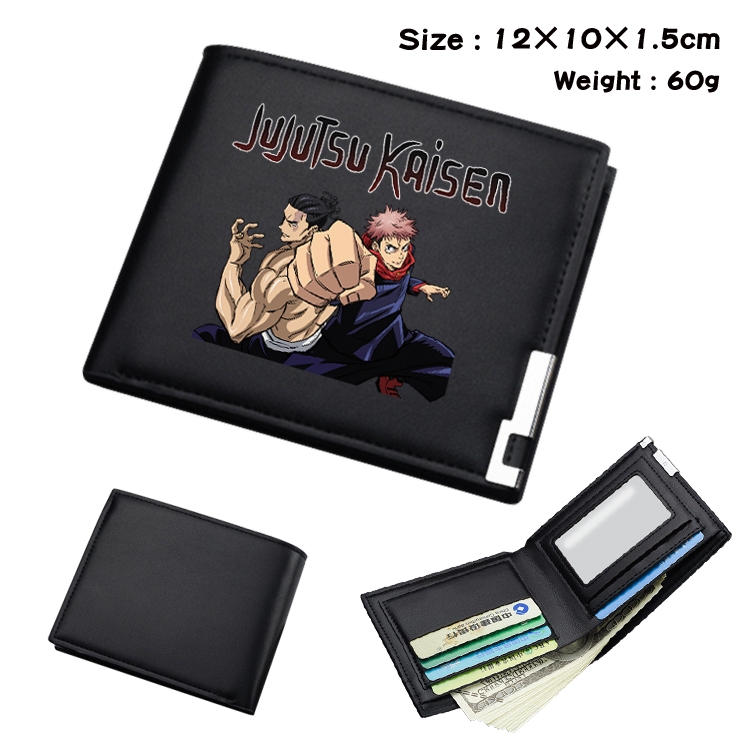 Jujutsu Kaisen  Anime Coloring Book Black Leather Bifold Wallet 12x10x1.5cm