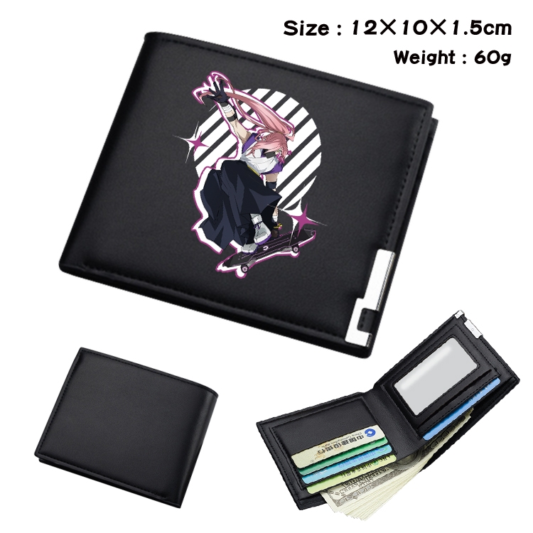 SK∞ Anime Coloring Book Black Leather Bifold Wallet 12x10x1.5cm