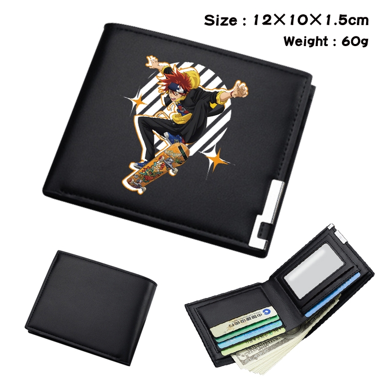 SK∞ Anime Coloring Book Black Leather Bifold Wallet 12x10x1.5cm