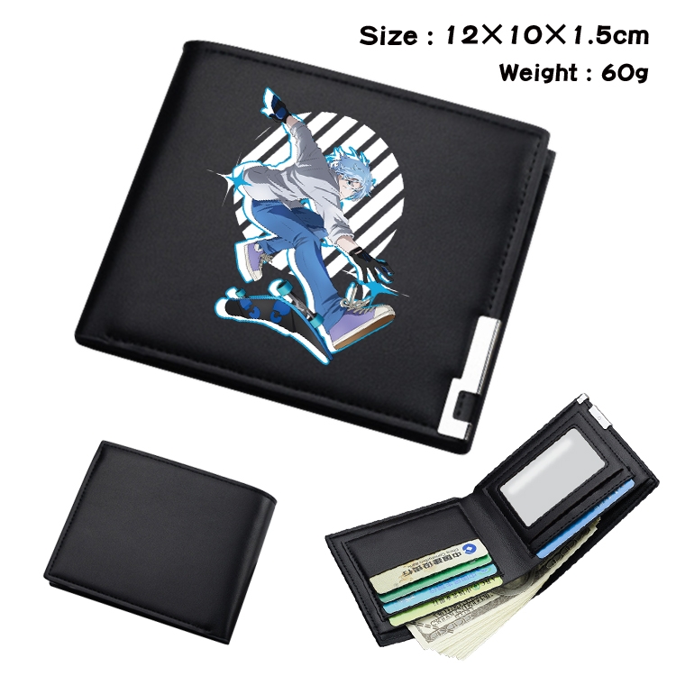 SK∞ Anime Coloring Book Black Leather Bifold Wallet 12x10x1.5cm