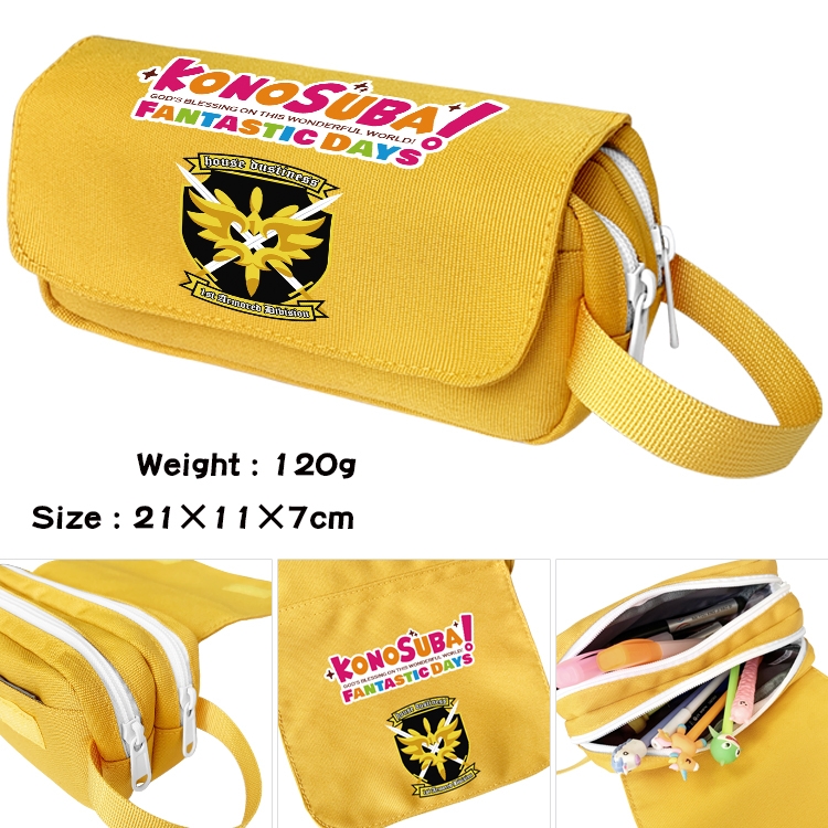 Blessings for a better world Anime Multifunctional Waterproof Canvas Portable Pencil Bag Cosmetic Bag 21x11x7cm