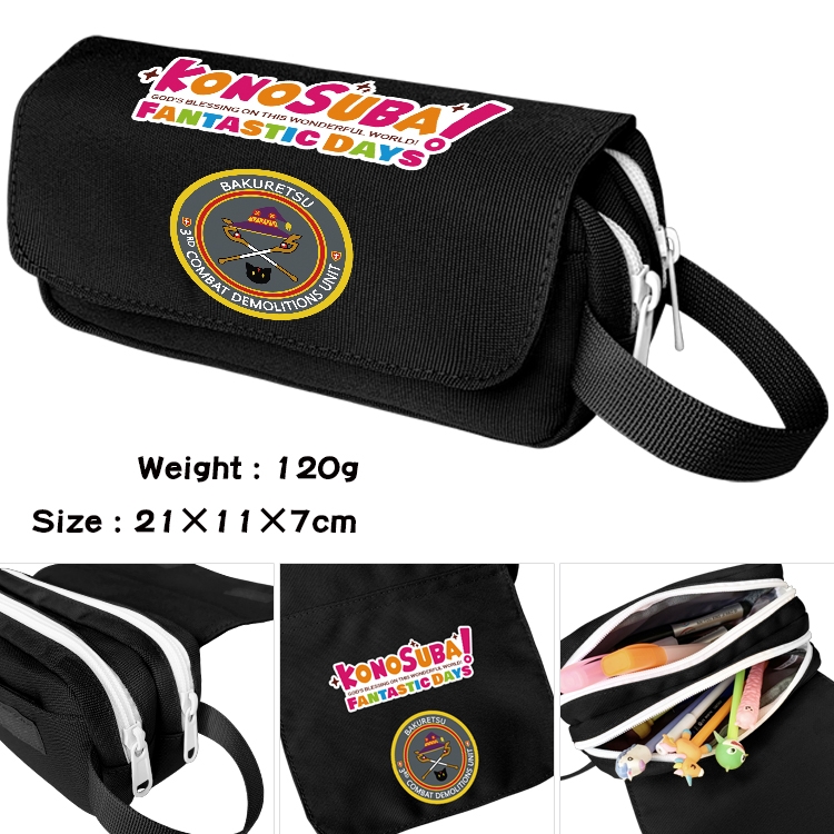 Blessings for a better world Anime Multifunctional Waterproof Canvas Portable Pencil Bag Cosmetic Bag 21x11x7cm