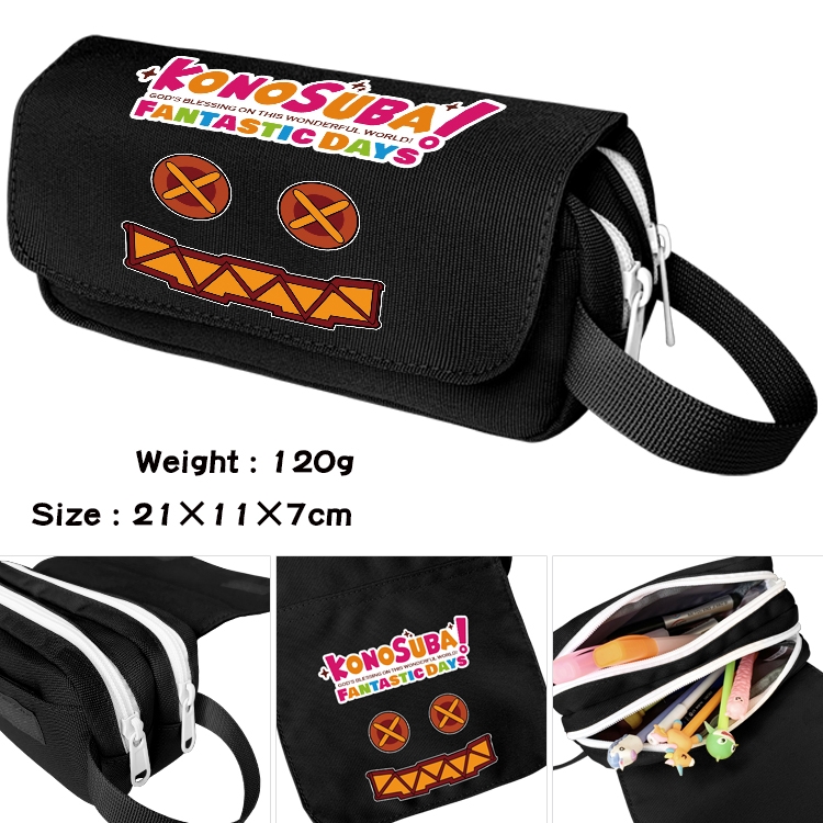 Blessings for a better world Anime Multifunctional Waterproof Canvas Portable Pencil Bag Cosmetic Bag 21x11x7cm