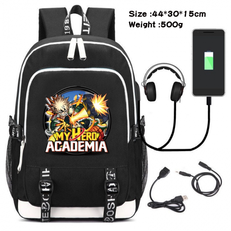 My Hero Academia Canvas Double Shoulder White Zipper Data Backpack Waterproof School Bag 44X30X15CM