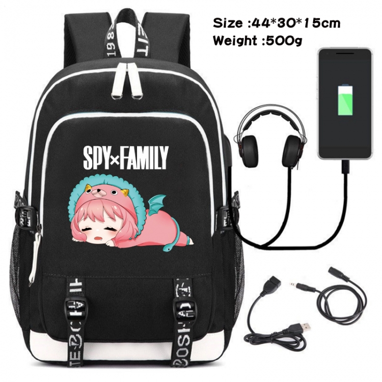 SPY×FAMILY  Canvas Double Shoulder White Zipper Data Backpack Waterproof School Bag 44X30X15CM