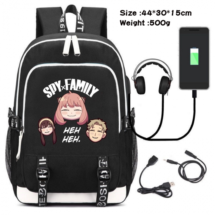 SPY×FAMILY  Canvas Double Shoulder White Zipper Data Backpack Waterproof School Bag 44X30X15CM