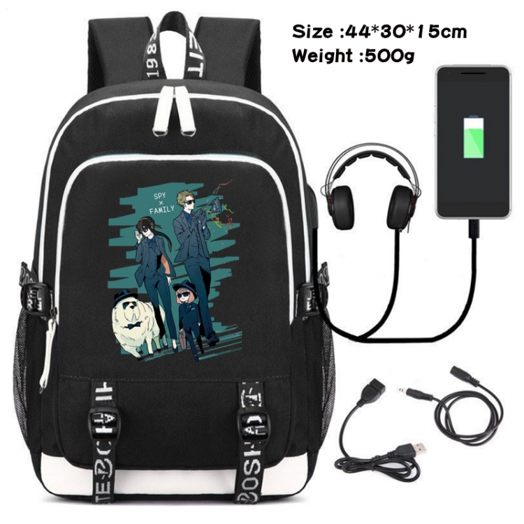 SPY×FAMILY  Canvas Double Shoulder White Zipper Data Backpack Waterproof School Bag 44X30X15CM