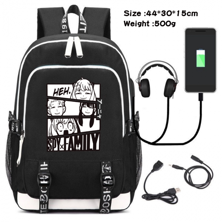 SPY×FAMILY  Canvas Double Shoulder White Zipper Data Backpack Waterproof School Bag 44X30X15CM