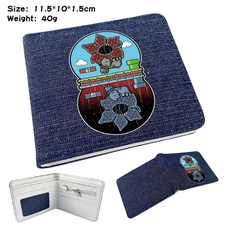 Stranger Things Anime Peripheral Denim Coloring Book Wallet 11.5X10X1.5CM 40g