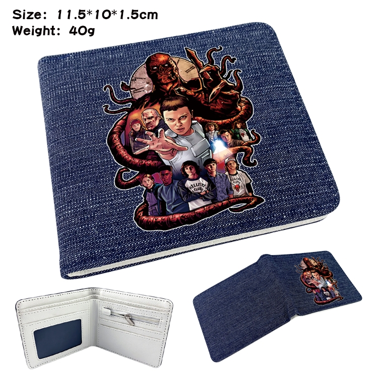 Stranger Things Anime Peripheral Denim Coloring Book Wallet 11.5X10X1.5CM 40g