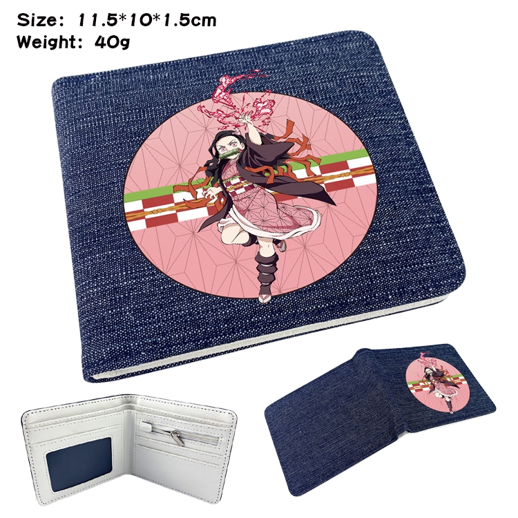 Demon Slayer Kimets Anime Peripheral Denim Coloring Book Wallet 11.5X10X1.5CM 40g