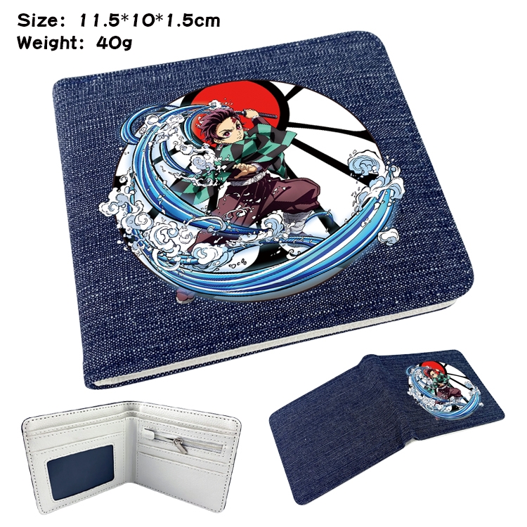 Demon Slayer Kimets Anime Peripheral Denim Coloring Book Wallet 11.5X10X1.5CM 40g