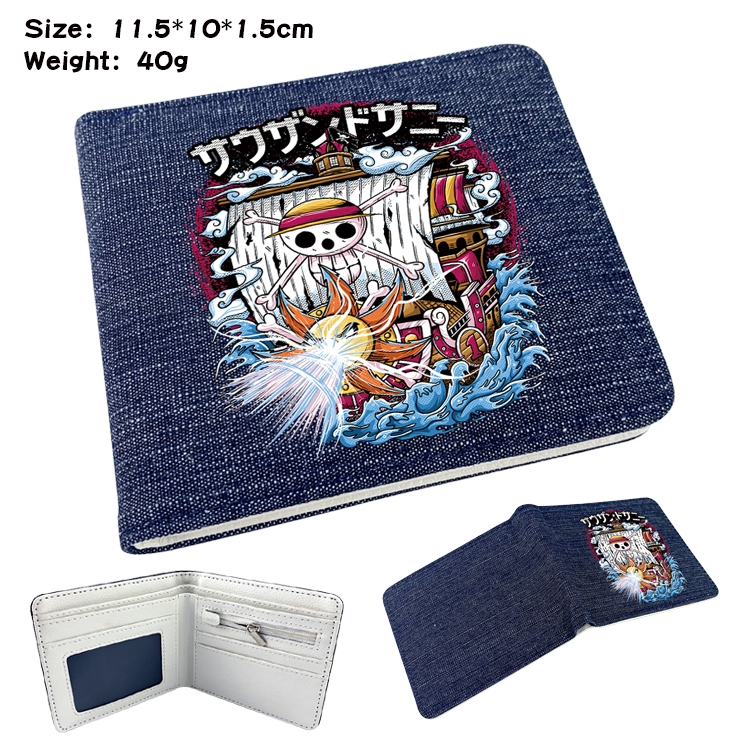 One Piece Anime Peripheral Denim Coloring Book Wallet 11.5X10X1.5CM 40g