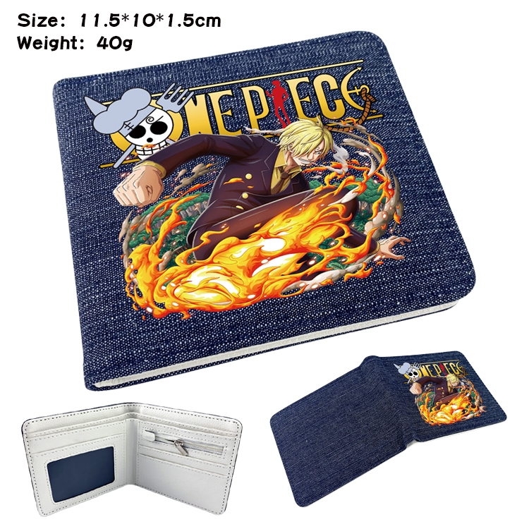 One Piece Anime Peripheral Denim Coloring Book Wallet 11.5X10X1.5CM 40g