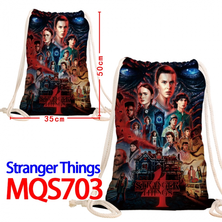 Stranger Things Canvas Drawstring Drawstring Backpack 50x35cm MQS-703