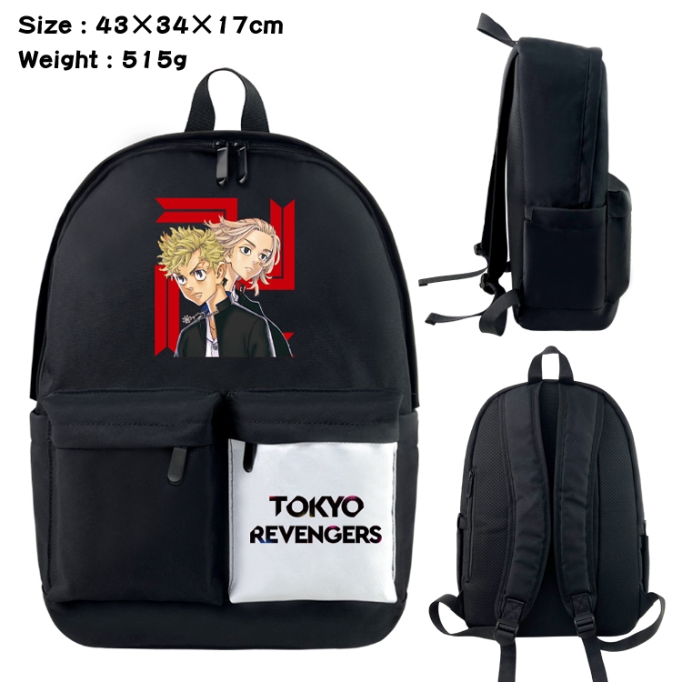 Tokyo Revengers Anime Black and White Classic Waterproof Canvas Backpack 43X34X17CM