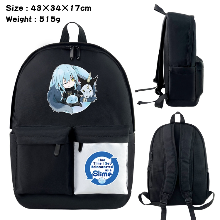 That Time I Got Slim Anime Black and White Classic Waterproof Canvas Backpack 43X34X17CM