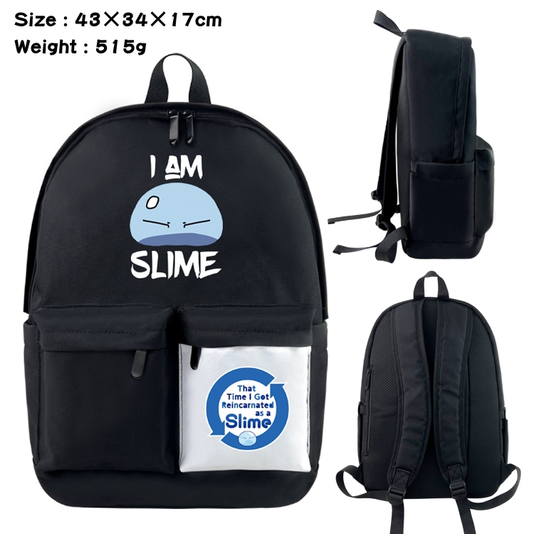 That Time I Got Slim Anime Black and White Classic Waterproof Canvas Backpack 43X34X17CM