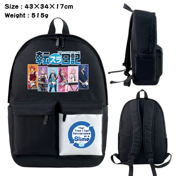 That Time I Got Slim Anime Black and White Classic Waterproof Canvas Backpack 43X34X17CM