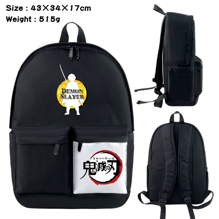 Demon Slayer Kimets Anime Black and White Classic Waterproof Canvas Backpack 43X34X17CM