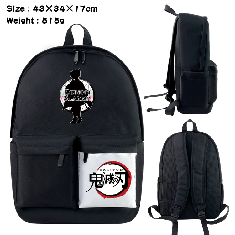 Demon Slayer Kimets Anime Black and White Classic Waterproof Canvas Backpack 43X34X17CM