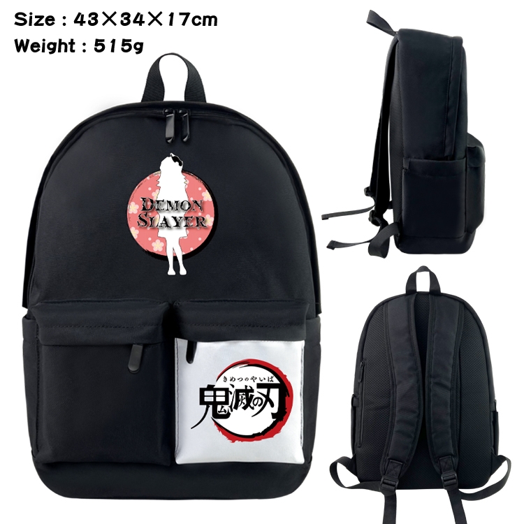 Demon Slayer Kimets Anime Black and White Classic Waterproof Canvas Backpack 43X34X17CM