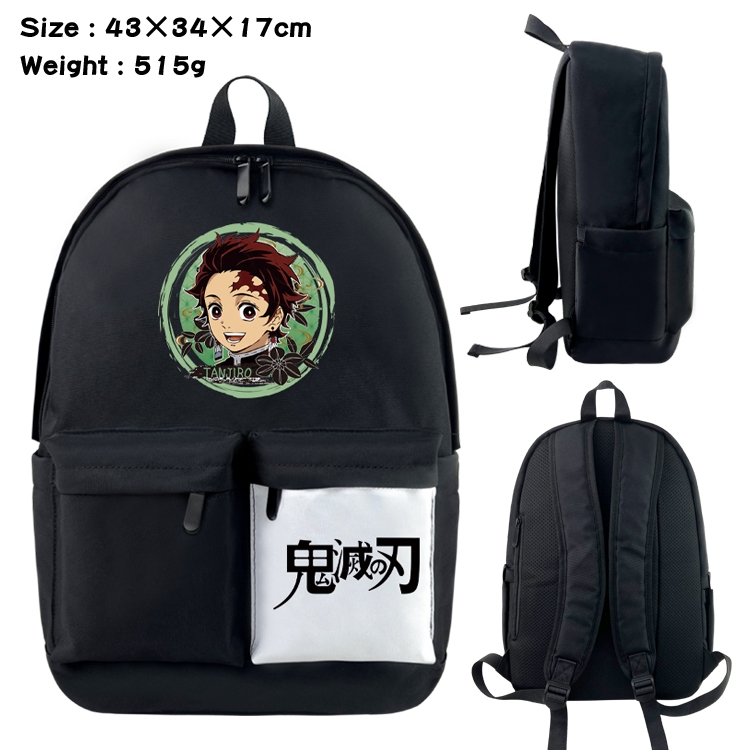 Demon Slayer Kimets Anime Black and White Classic Waterproof Canvas Backpack 43X34X17CM