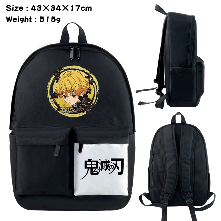 Demon Slayer Kimets Anime Black and White Classic Waterproof Canvas Backpack 43X34X17CM