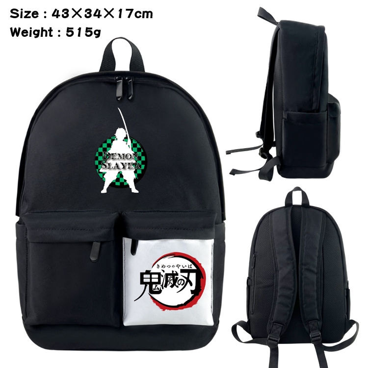 Demon Slayer Kimets Anime Black and White Classic Waterproof Canvas Backpack 43X34X17CM