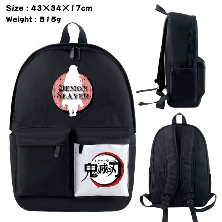 Demon Slayer Kimets Anime Black and White Classic Waterproof Canvas Backpack 43X34X17CM