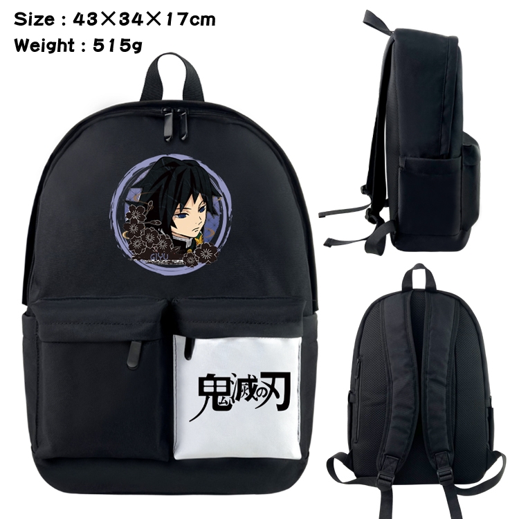 Demon Slayer Kimets Anime Black and White Classic Waterproof Canvas Backpack 43X34X17CM