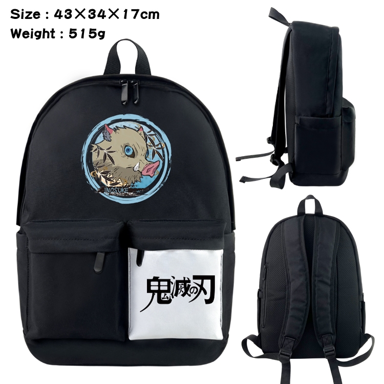 Demon Slayer Kimets Anime Black and White Classic Waterproof Canvas Backpack 43X34X17CM