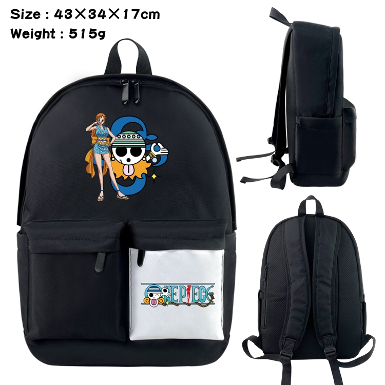 One Piece Anime Black and White Classic Waterproof Canvas Backpack 43X34X17CM