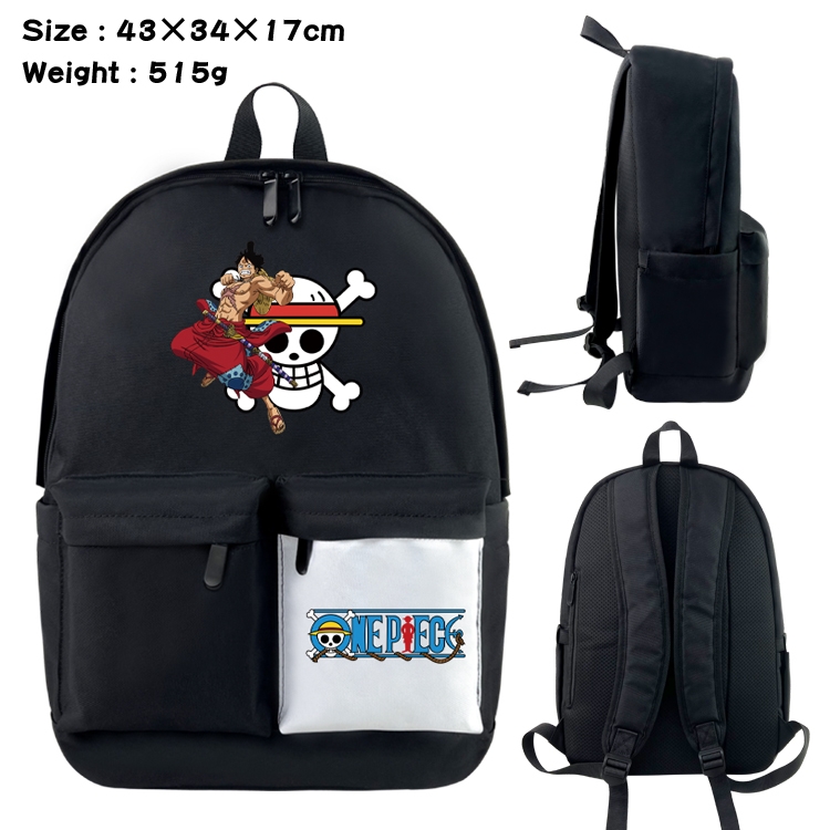 One Piece Anime Black and White Classic Waterproof Canvas Backpack 43X34X17CM