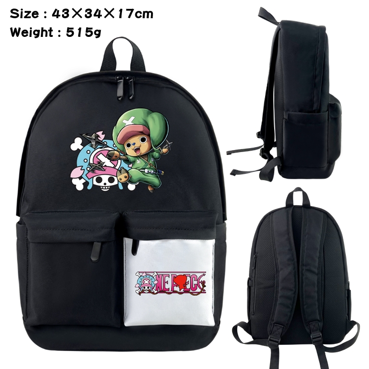 One Piece Anime Black and White Classic Waterproof Canvas Backpack 43X34X17CM