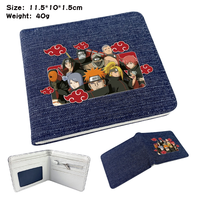 Naruto Anime Peripheral Denim Coloring Book Wallet 11.5X10X1.5CM 40g