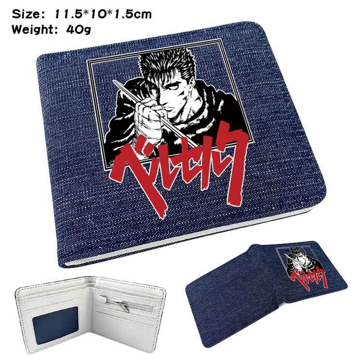 Berserk Anime Peripheral Denim Coloring Book Wallet 11.5X10X1.5CM 40g