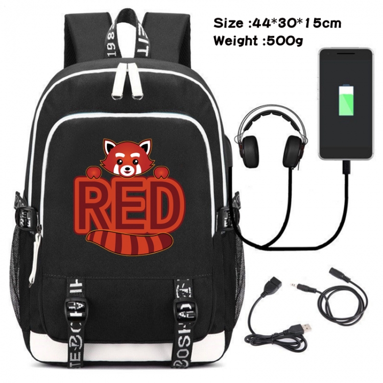 Turning Red Canvas Double Shoulder White Zipper Data Backpack Waterproof School Bag 44X30X15CM 500G