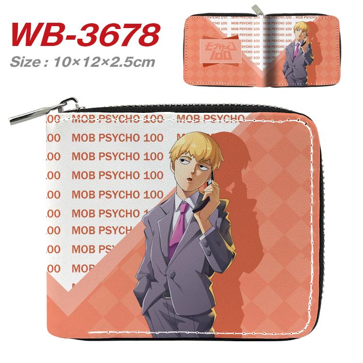 Mob Psycho 100 Anime full color pu all-inclusive zipper short wallet 10X12X2.5CM WB-3678A