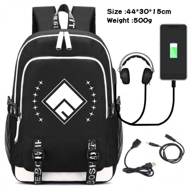 Blessings for a better world Canvas Double Shoulder White Zipper Data Backpack Waterproof School Bag 44X30X15CM 500G