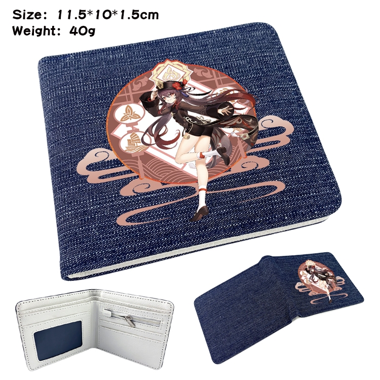 Genshin Impact Anime Peripheral Denim Coloring Book Wallet 11.5X10X1.5CM 40g