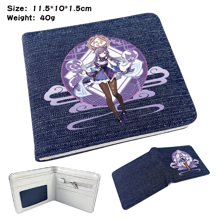 Genshin Impact Anime Peripheral Denim Coloring Book Wallet 11.5X10X1.5CM 40g