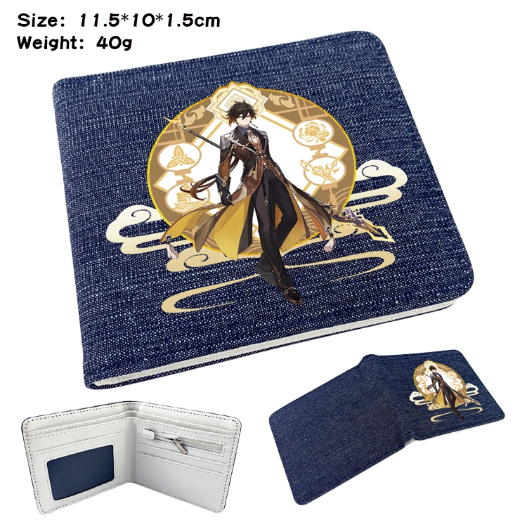 Genshin Impact Anime Peripheral Denim Coloring Book Wallet 11.5X10X1.5CM 40g