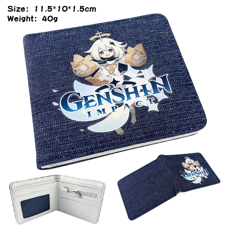 Genshin Impact Anime Peripheral Denim Coloring Book Wallet 11.5X10X1.5CM 40g